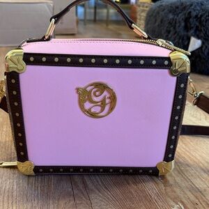 Loungefly GLINDA wicked Pink Mini Box Bag with Gold and Brown Accents
